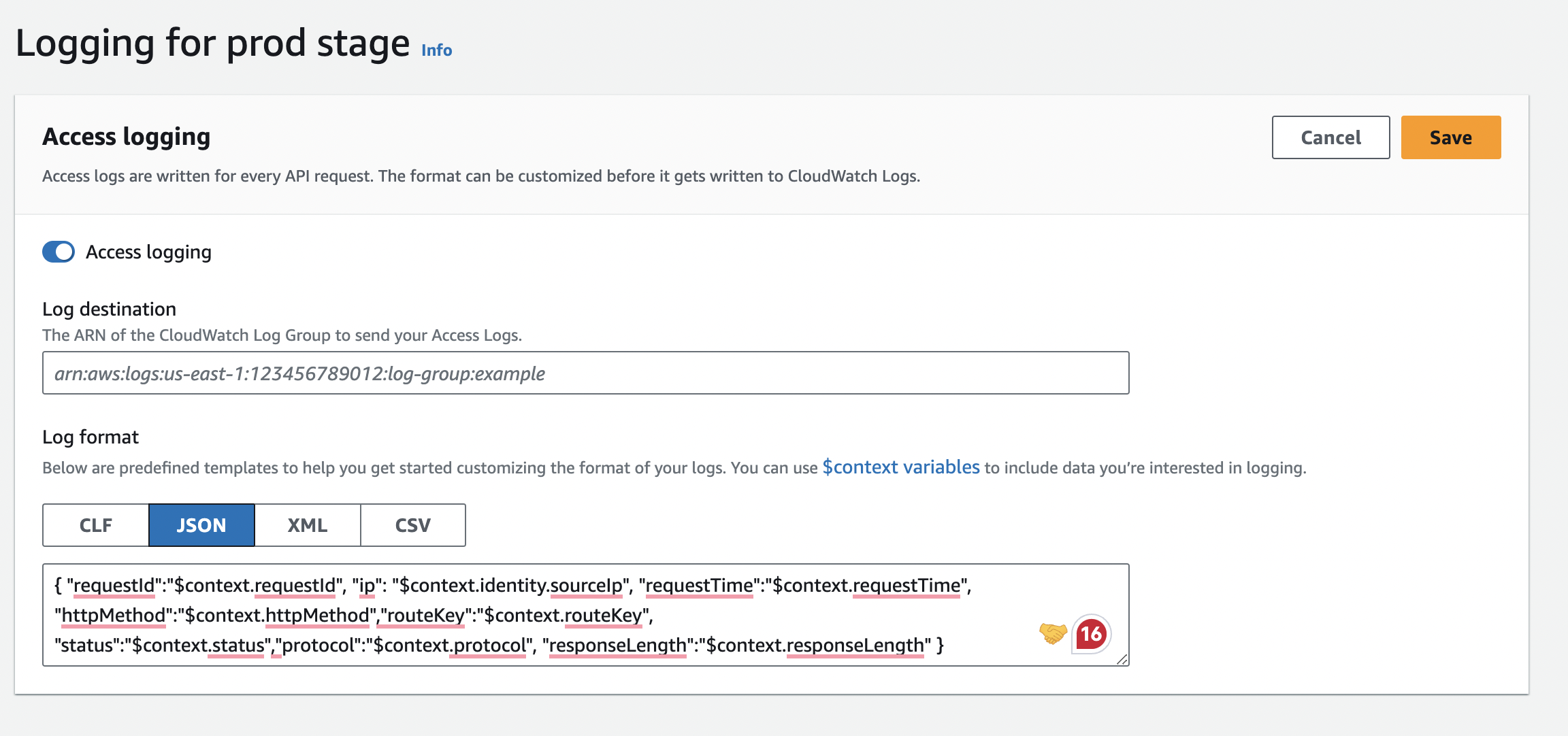 API logging